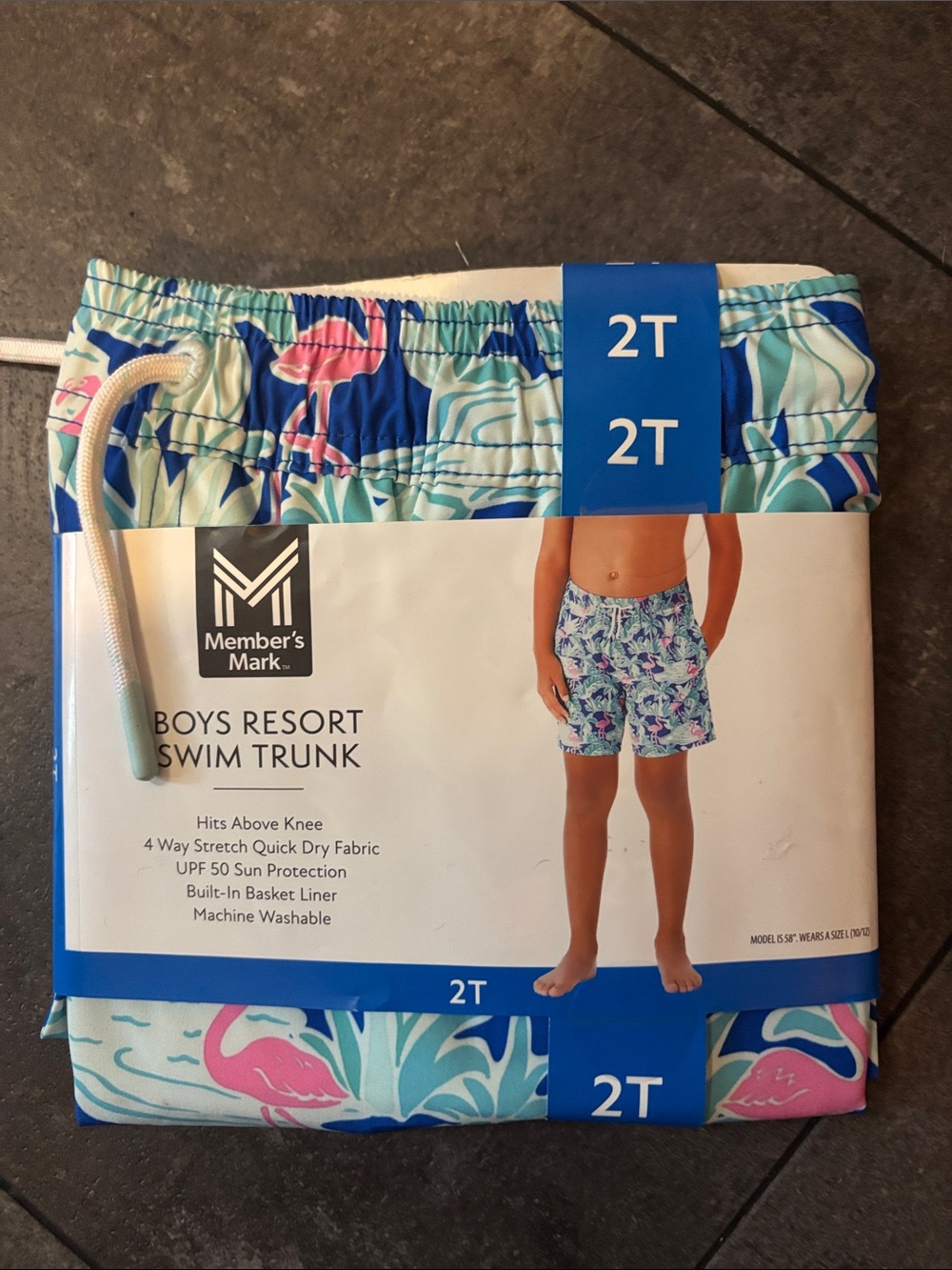 Member's Mark Boys' Swim Trunk in Blue Flamingo Print (2T)